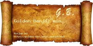 Gulden Benjámin névjegykártya
